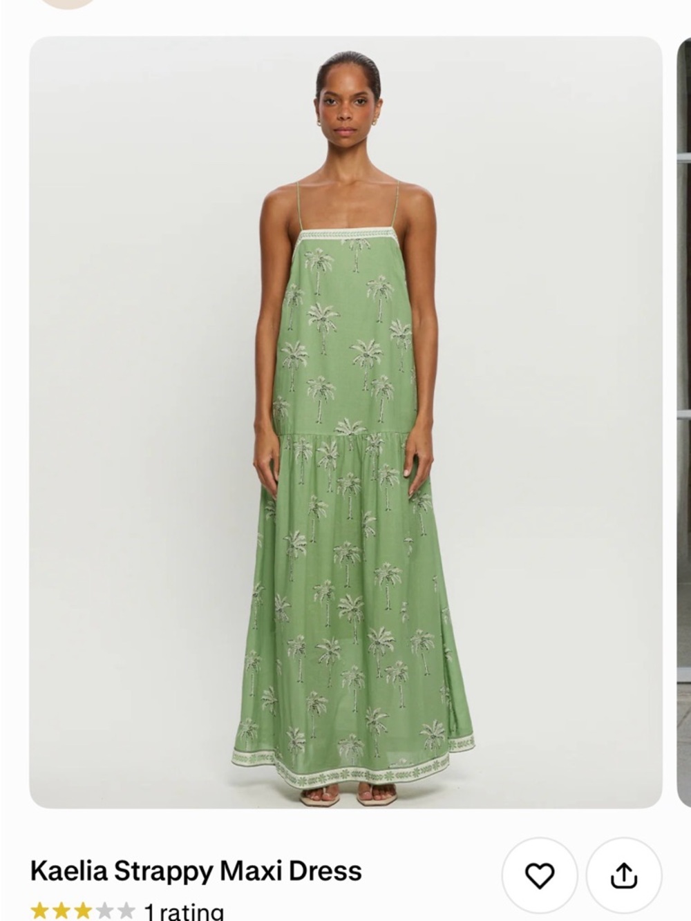 Kivari Kaelia Strappy Maxi Dress - Sage Green with Ivory Trim